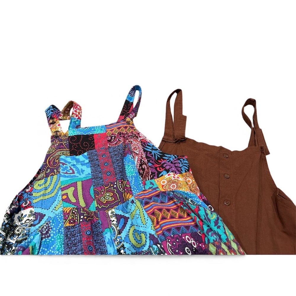 Colorful Patchwork and Brown Jumpsuits